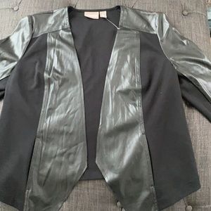 CHICOS leather trim accent jacket